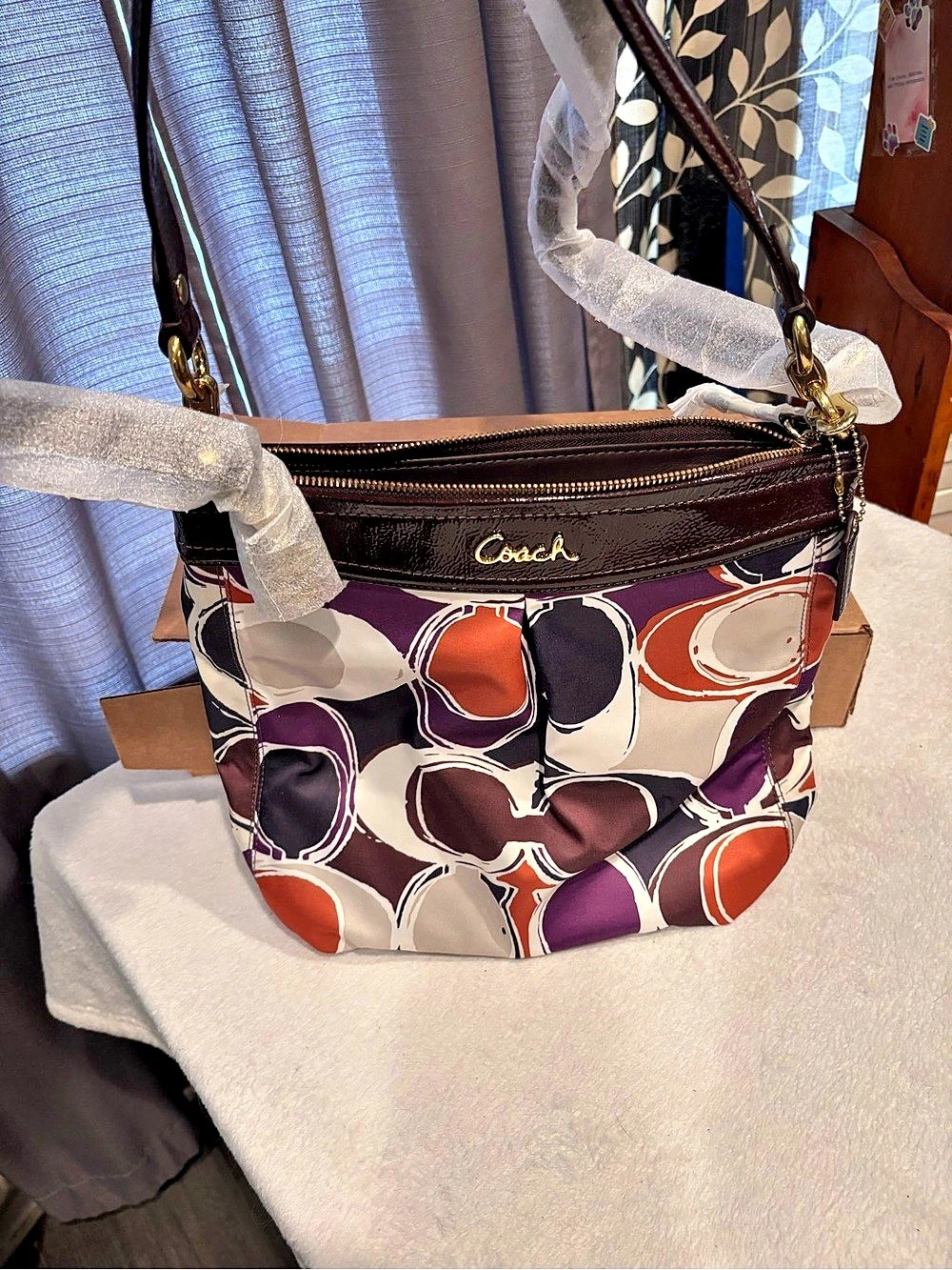 Coach Ash HD SCRFP Hippie Crossbody Bag Purple & White
